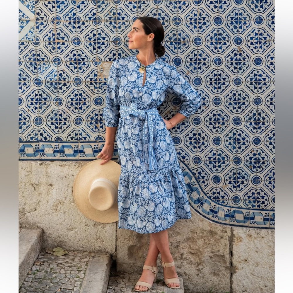 Blue Floral Midi Dress